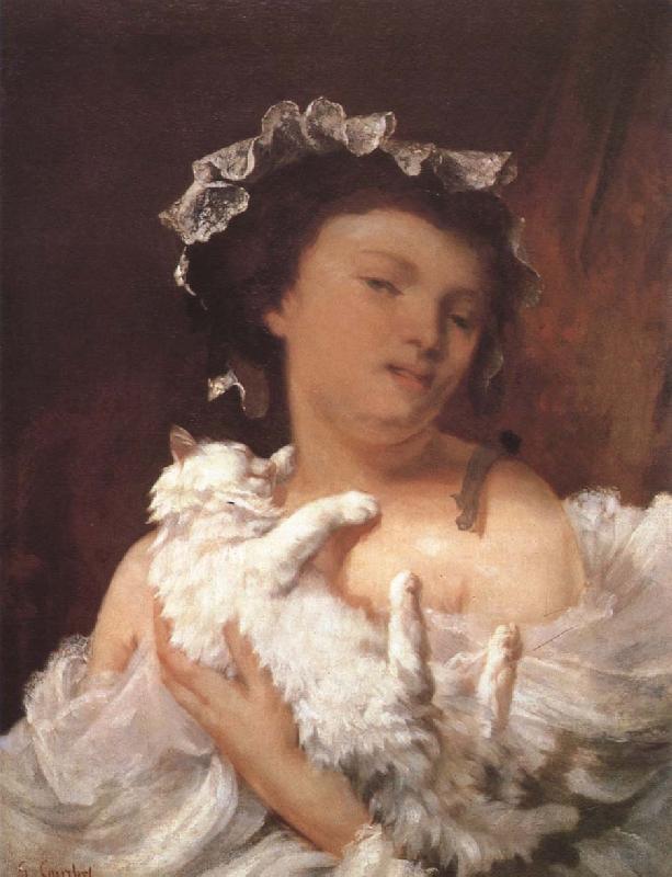 Gustave Courbet Lady and cat oil painting picture